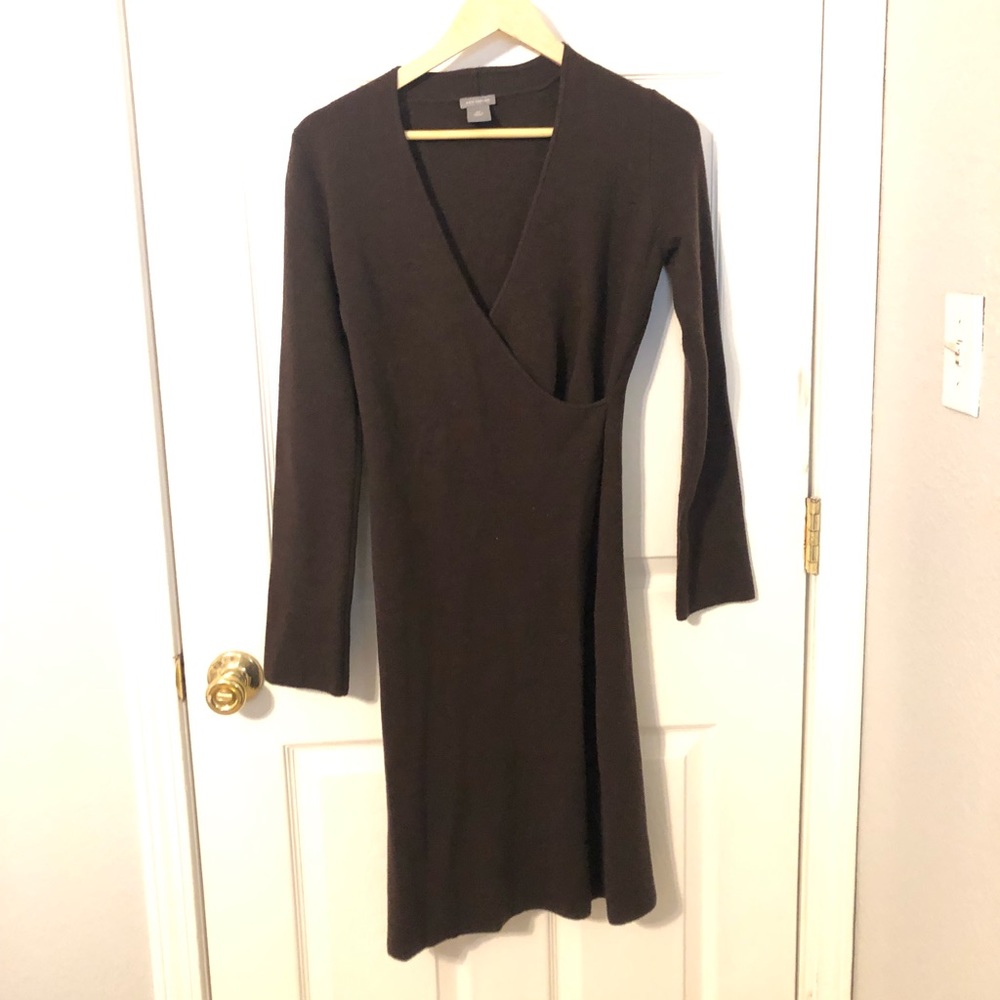 Chocolate Wrap Top Sweater Dress